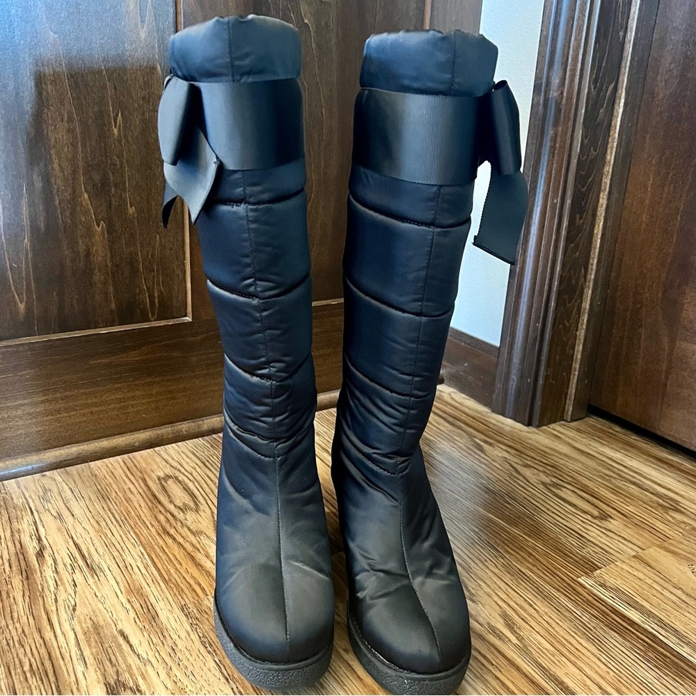 Kate Spade Cagney black nylon wedge boots - size 7 - Picture 1 of 8